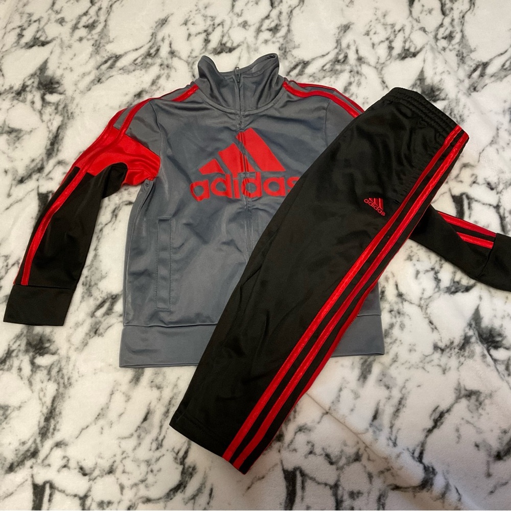 Adidas Gray and Red Athletic Set